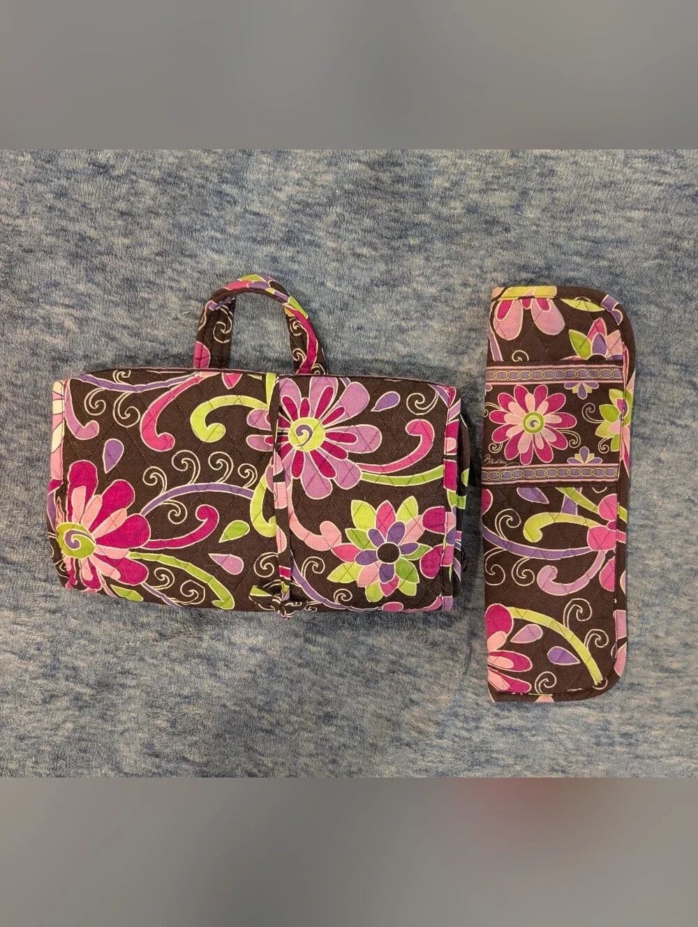 Vera Bradley Purple Punch Hanging Toiletries/Cosmetic Organizer With Extra Pouch